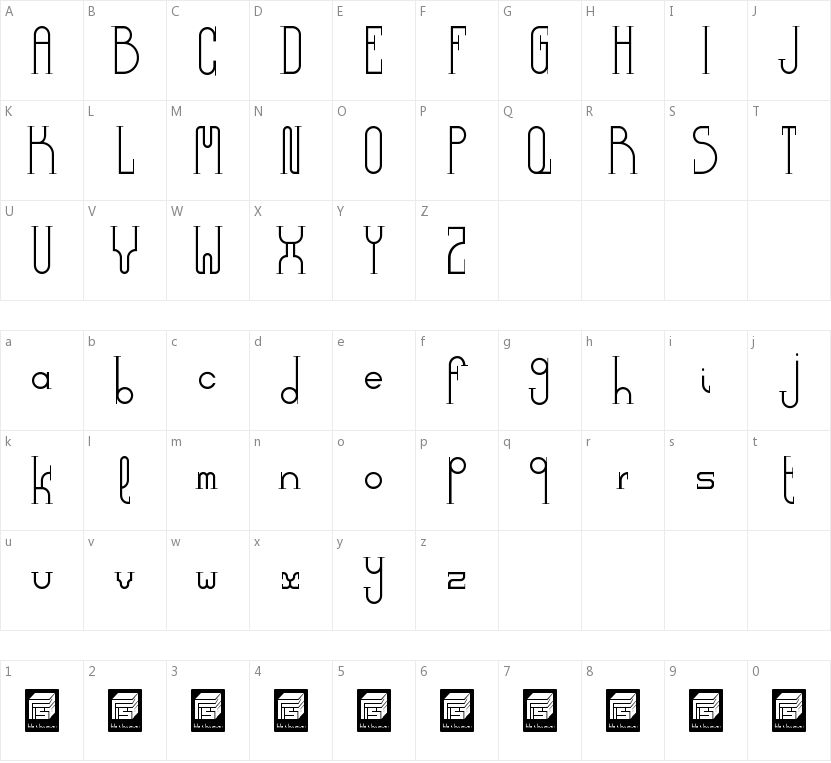 Democrazy Serif的字符映射图