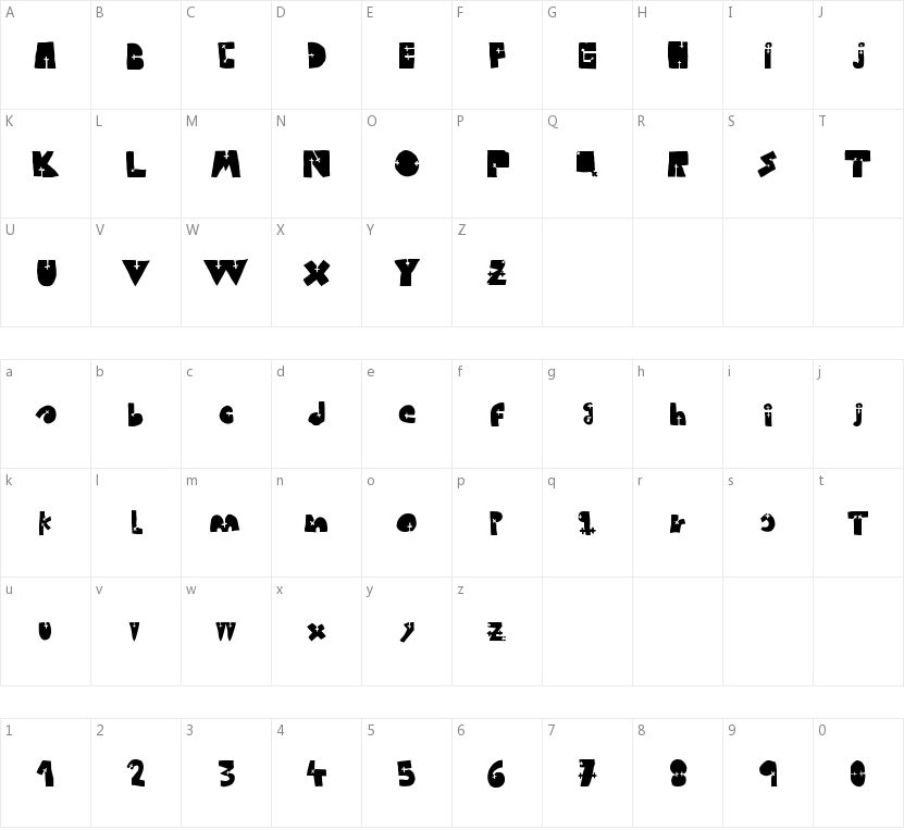 Woodcutter Cross的字符映射圖