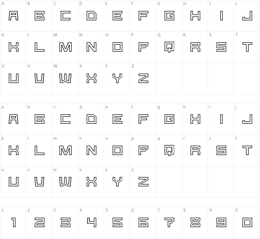 G-Type的字符映射图