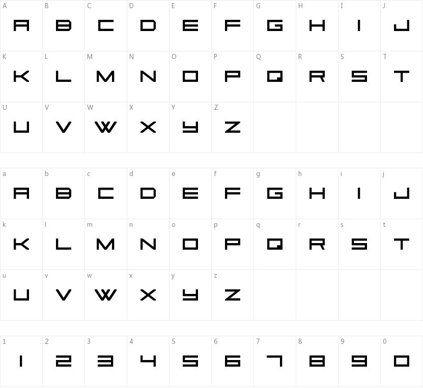 Square Sans Serif 7的字符映射图