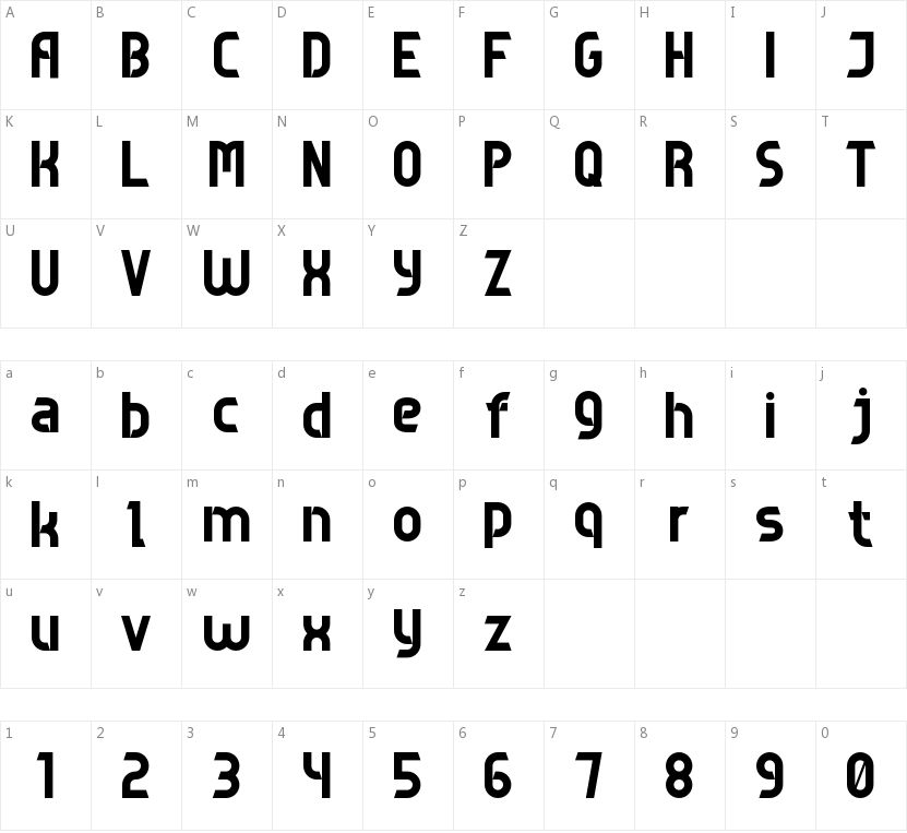 Game Sans Serif 7的字符映射图
