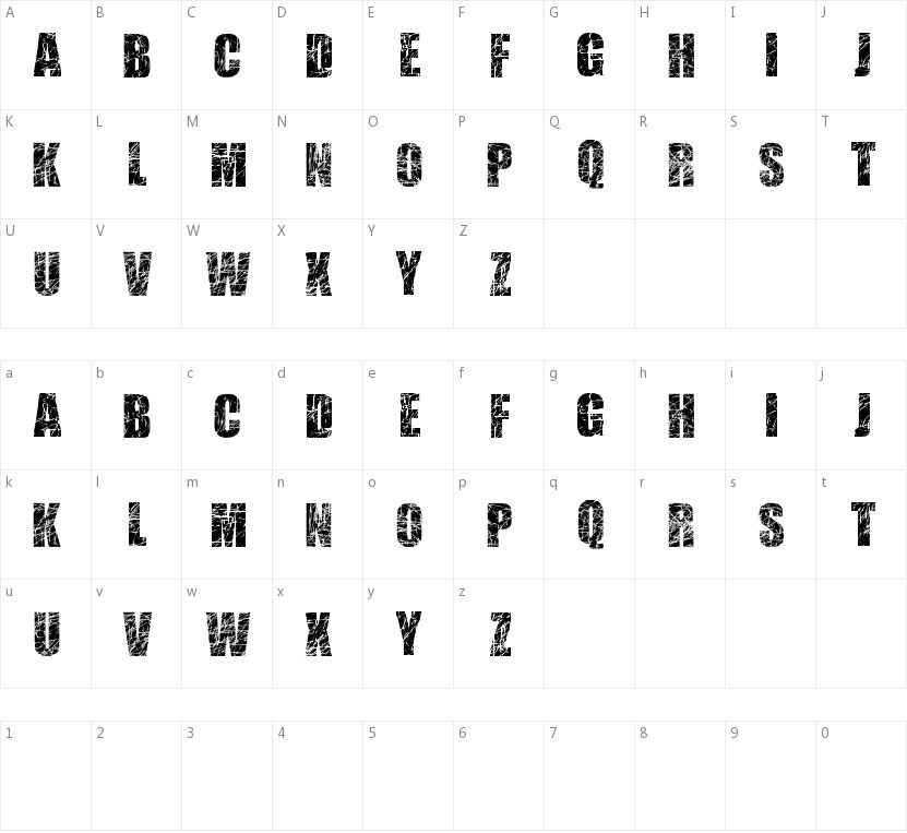 Scratched Letters的字符映射图