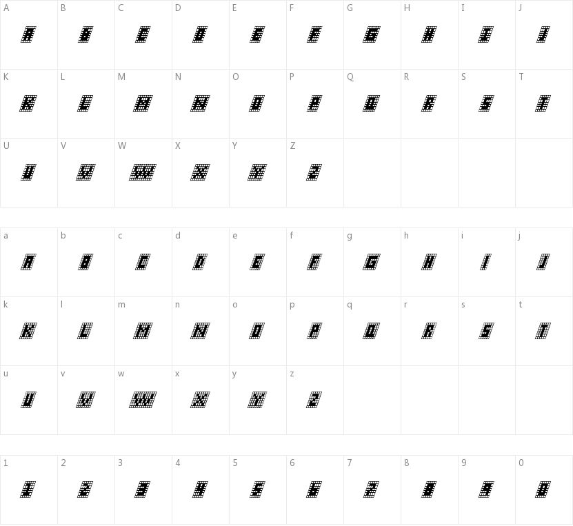 X-Grid的字符映射图
