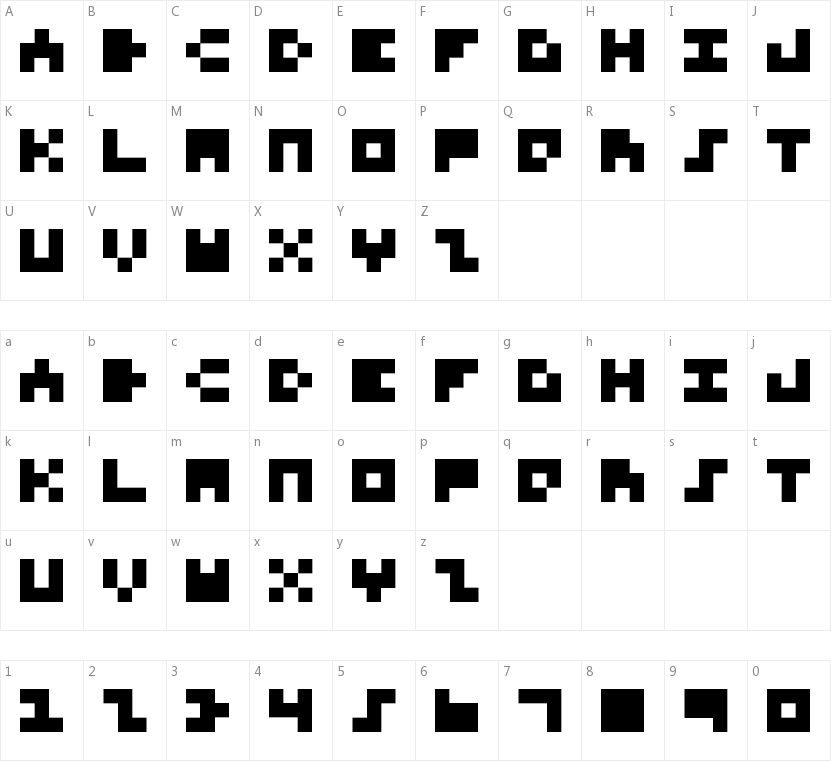 Pixel rocks的字符映射图