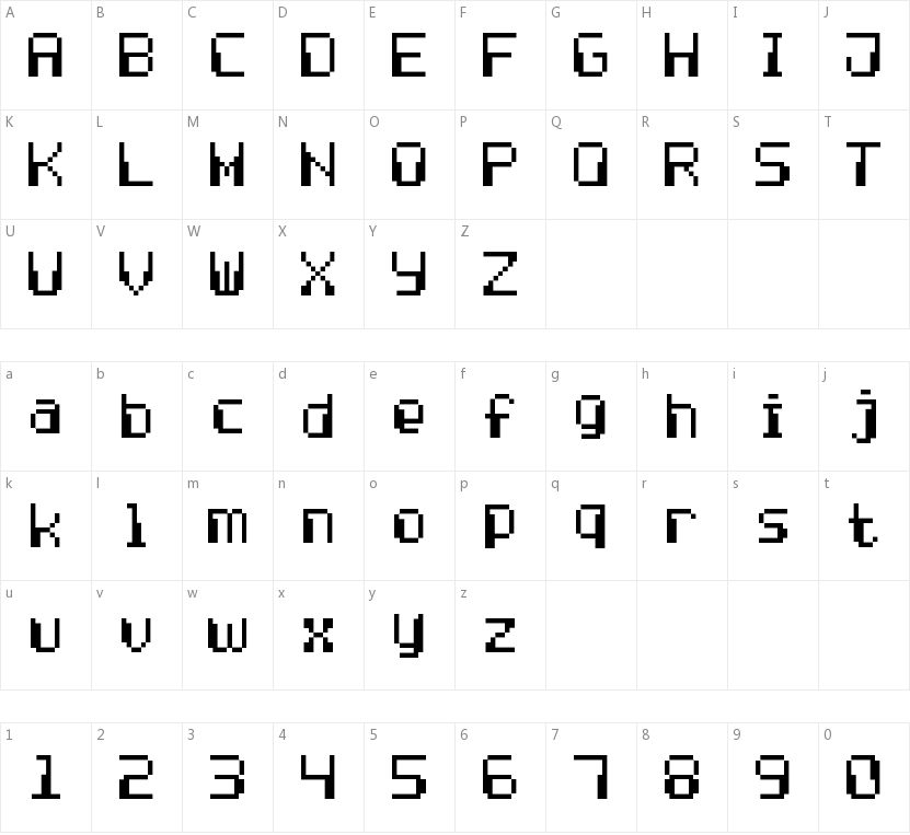 Computer Pixel-7的字符映射图