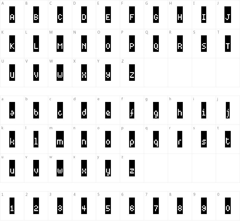Black Label Pixel的字符映射图