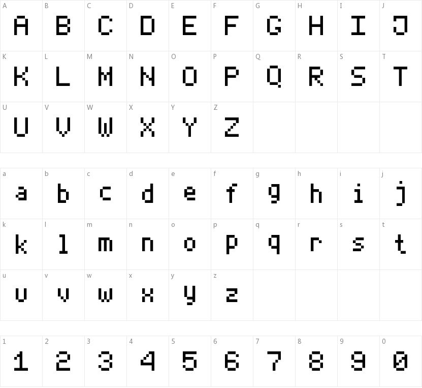 Thin Pixel-7的字符映射图