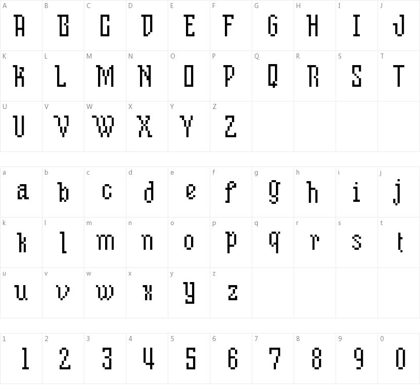 Mix Serif Condense的字符映射图
