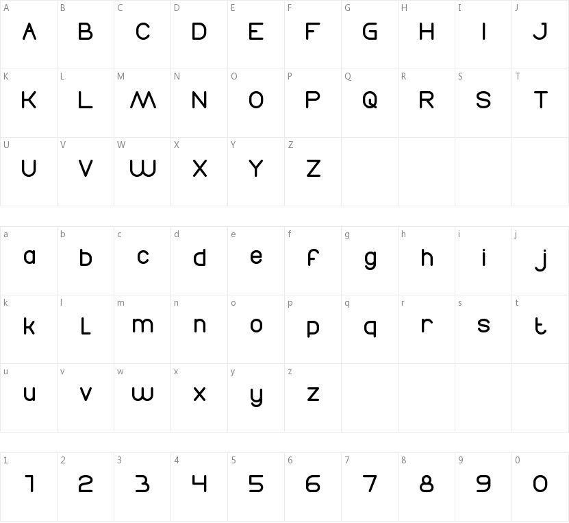 Times New Romance的字符映射图