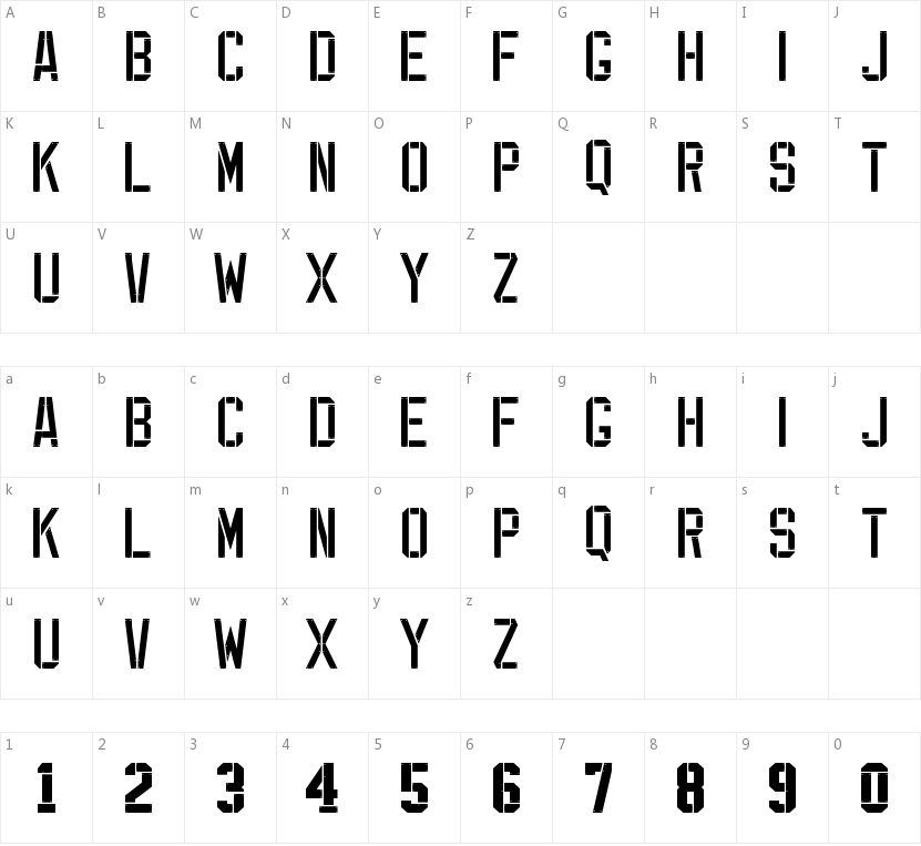 EXP Font的字符映射图