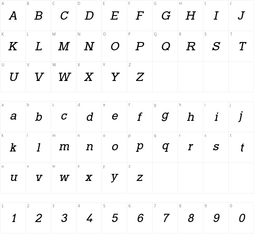 Typo Slab的字符映射图