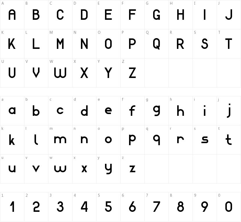 Modern Sans Serif 7的字符映射图