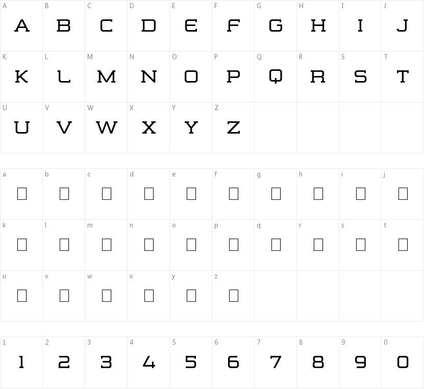 Formation Serif的字符映射图