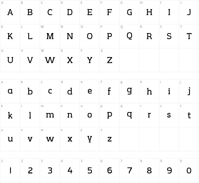 CreativZoo Serif的字符映射图