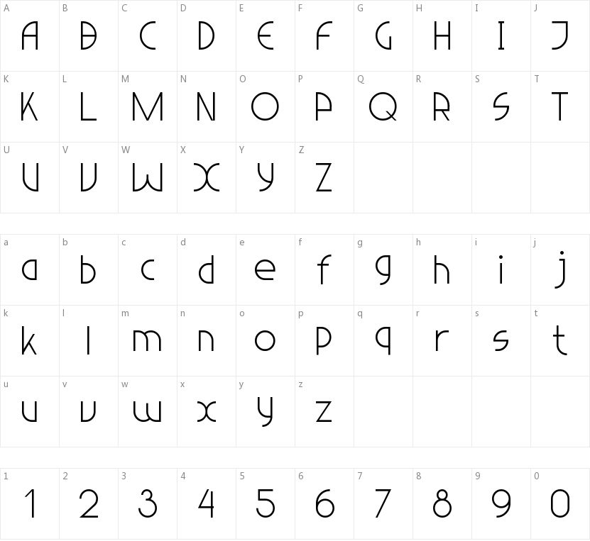 Light Sans Serif 7的字符映射图