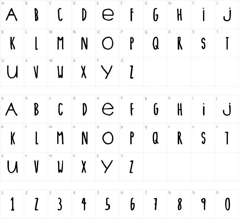 Lieve Letters的字符映射图