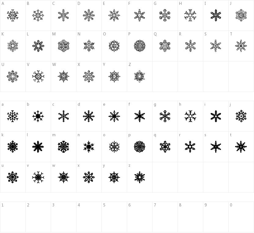 Snowflakes St的字符映射图