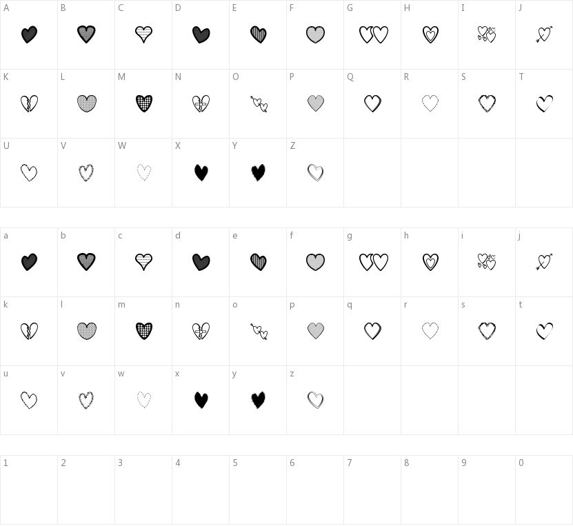 Hearts ST的字符映射图