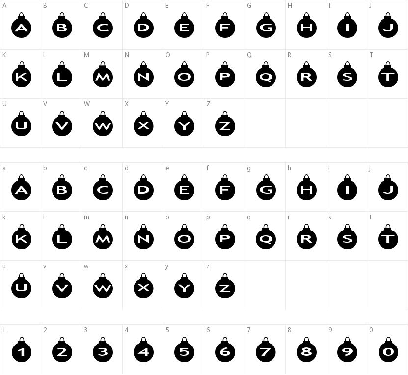 AlphaShapes xmas balls的字符映射图