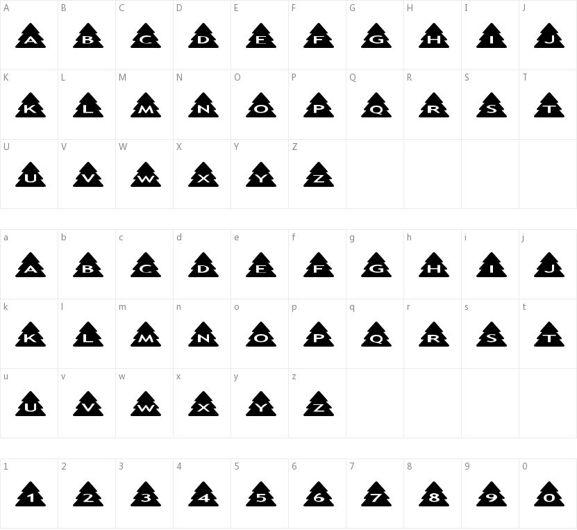 AlphaShapes Xmas Trees的字符映射图