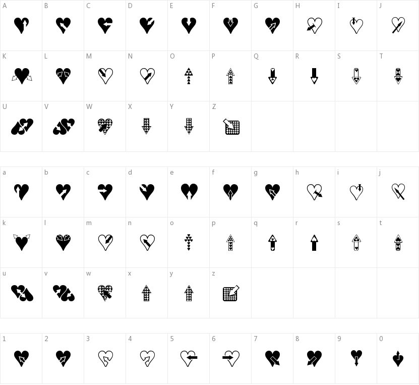 Hearts n Arrows的字符映射图