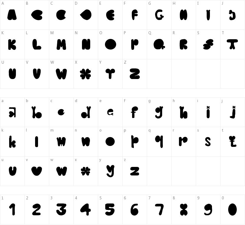 Clover Typeface的字符映射图