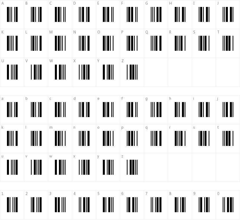 3 of 9 Barcode的字符映射图