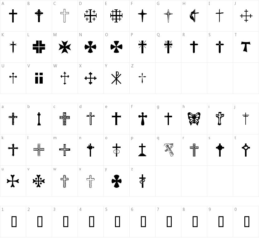 Christian Crosses的字符映射图