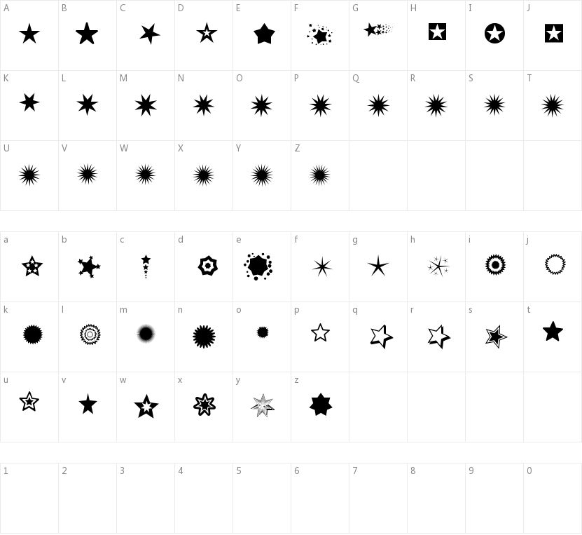 PizzaDude Stars的字符映射图