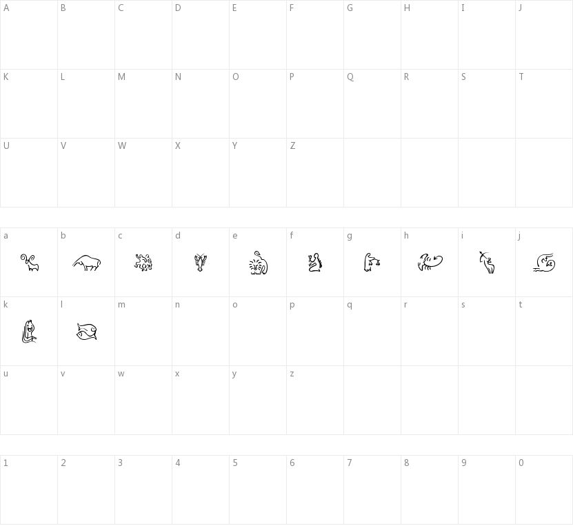 SL Zodiac Icons的字符映射图