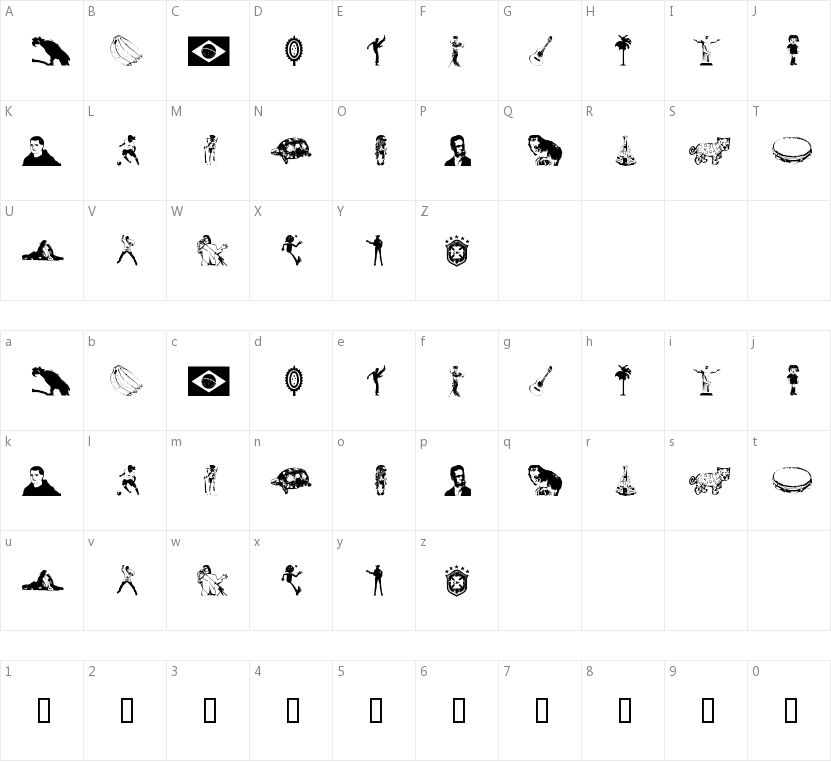 Icones do Brasil的字符映射图