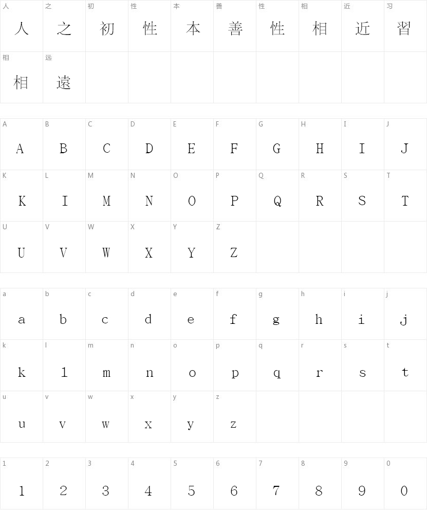 文鼎CS报宋繁的字符映射图