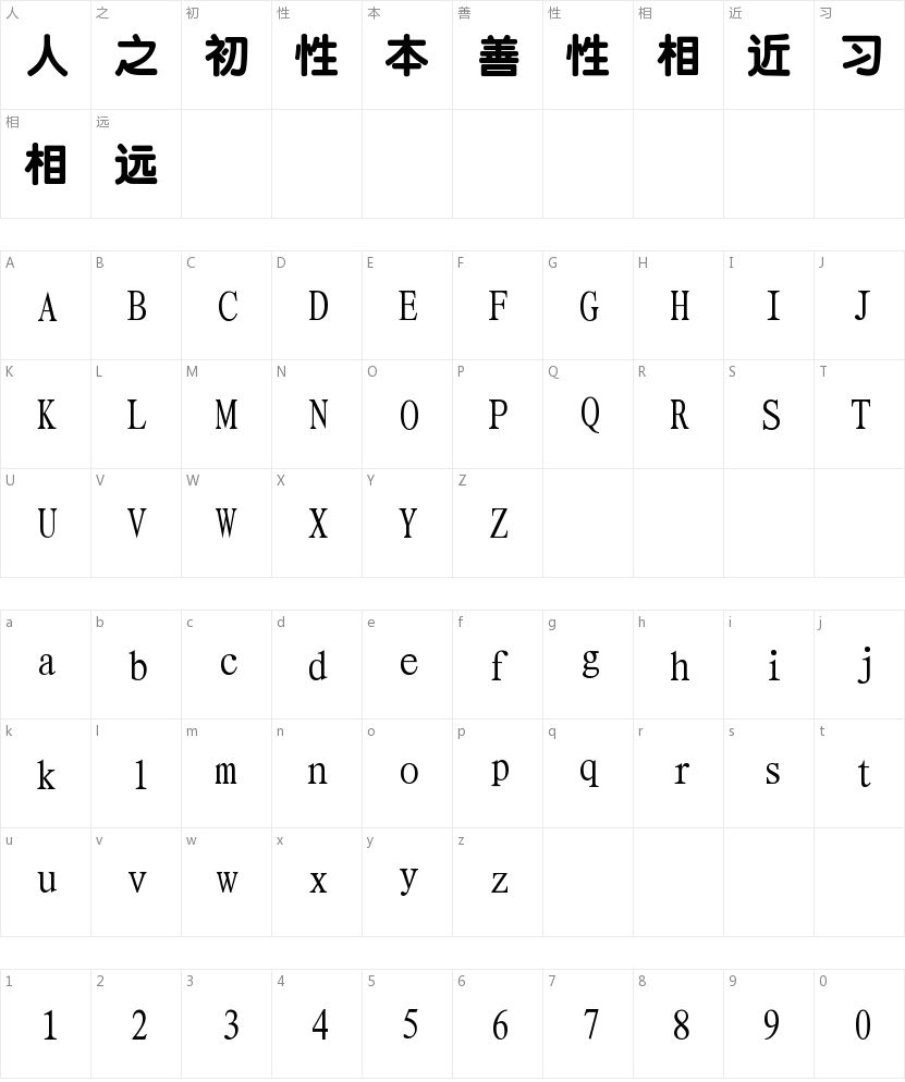经典超圆字符映射图