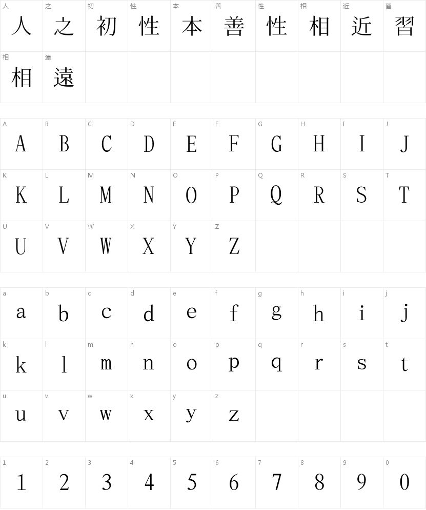 香港民间字集的字符映射图