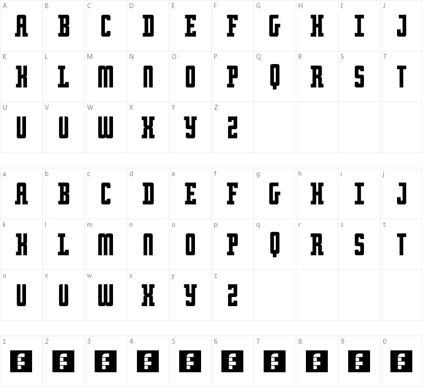Retro serif的字符映射图