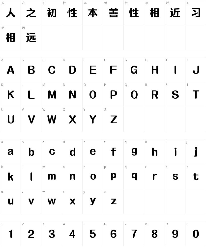 腾祥沁圆简-W5字符映射图