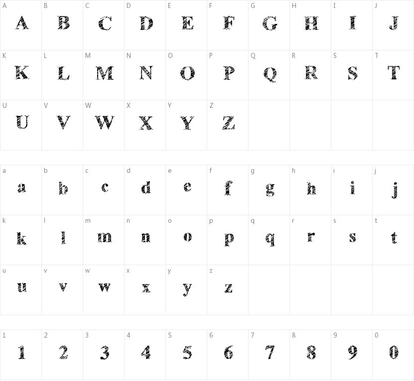 Scribble Serif的字符映射图
