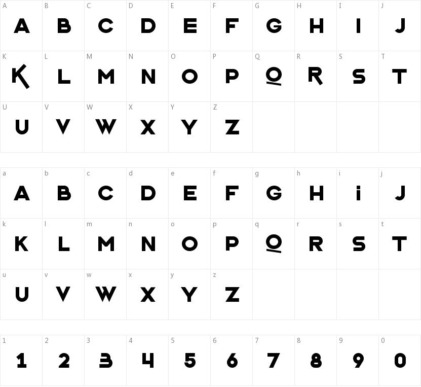 L'Hanoienn Typeface的字符映射图