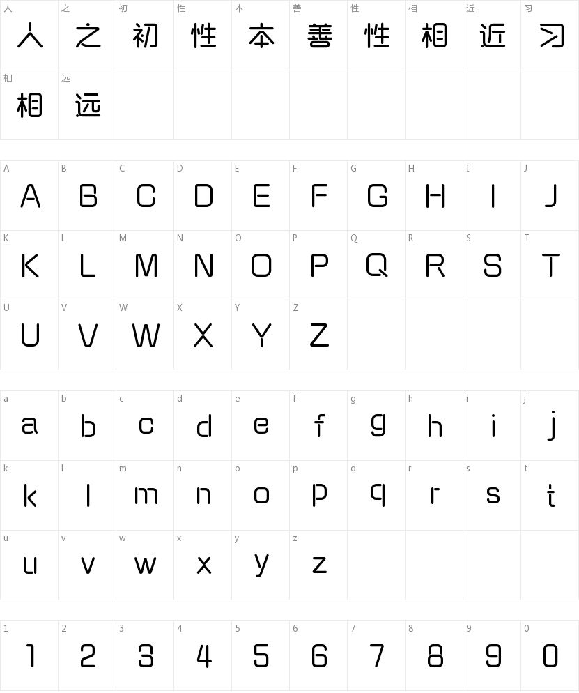 本墨绪圆-常规字符映射图