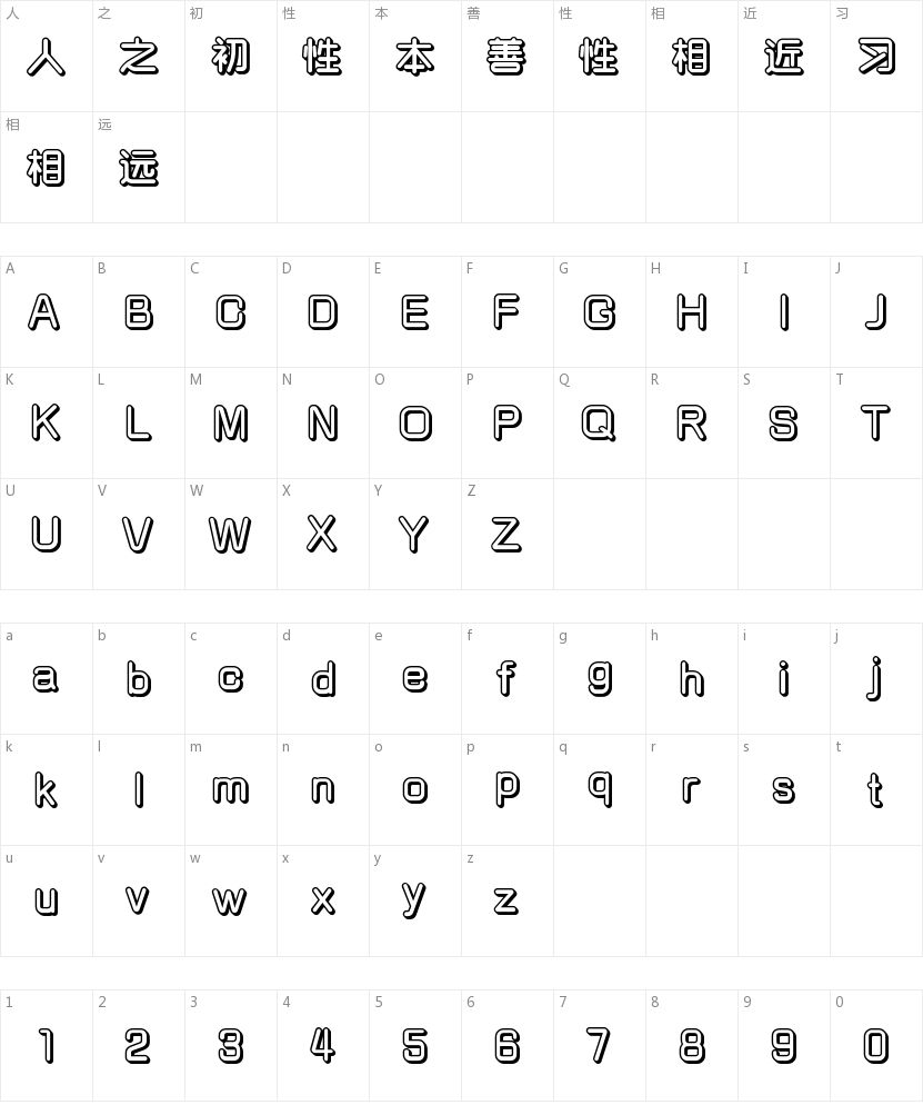 本墨竞圆-立体字符映射图