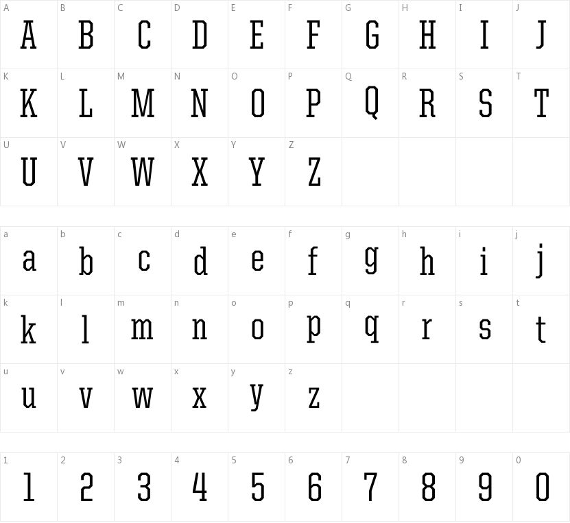 United Serif Cd Md Regular的字符映射图