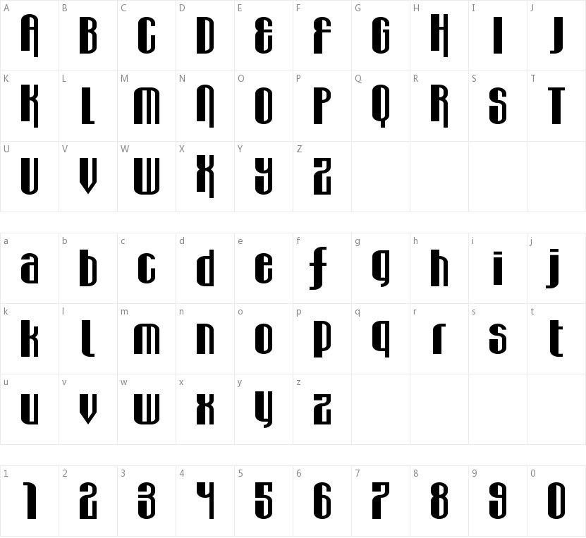 Wabbit Sans的字符映射图
