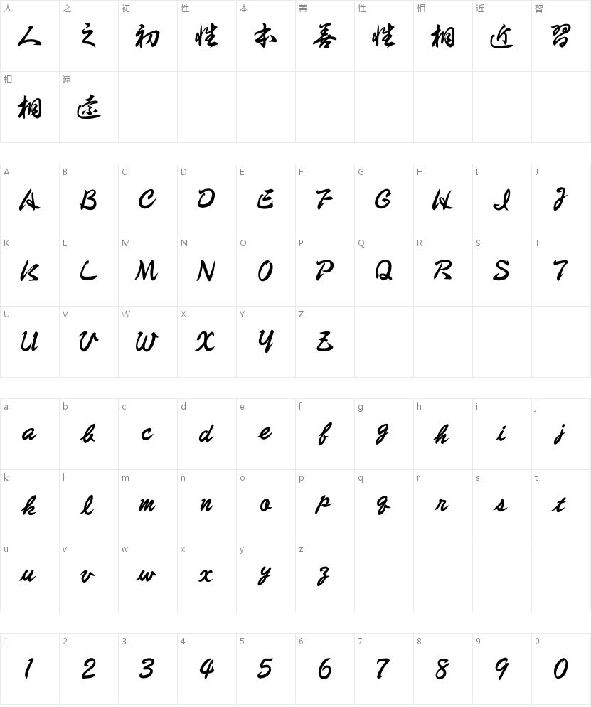 HOT-白舟太草書 Std B字符映射图