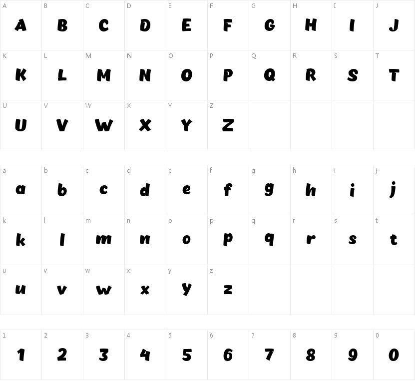 Chekharda Bold Italic的字符映射图