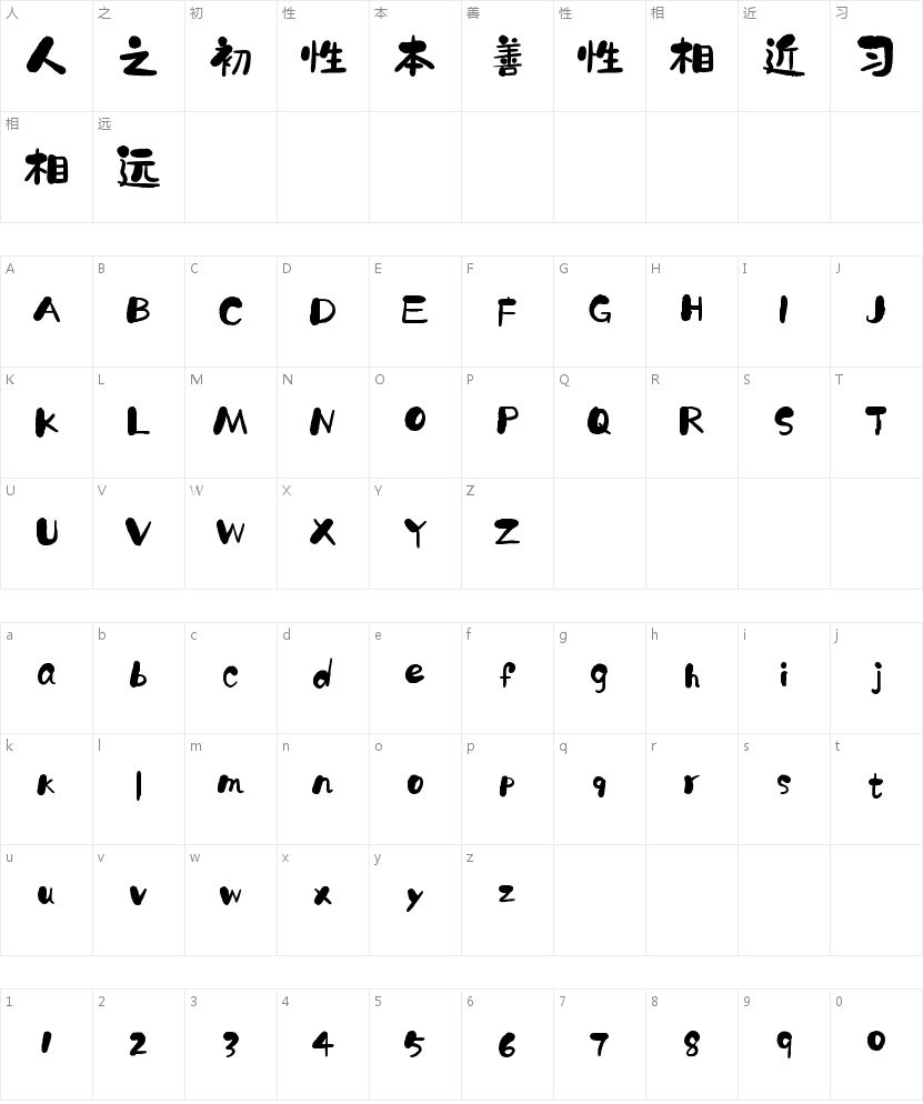 字魂20号-石头体的字符映射图