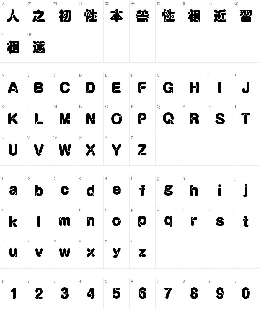 A-OTF トンネル Min Wideline字符映射图