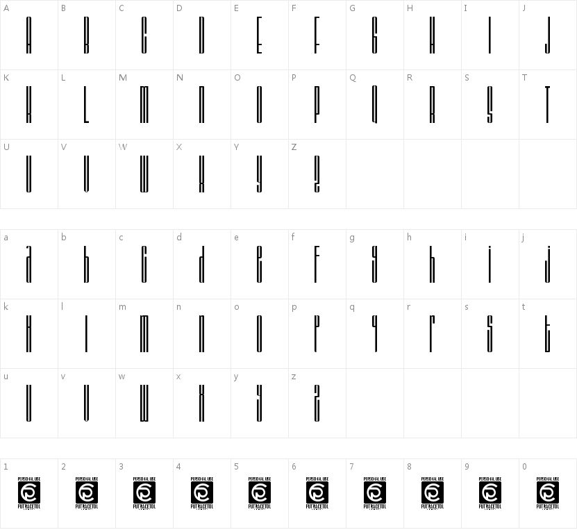 BARSTRIP Ultra Condensed的字符映射图