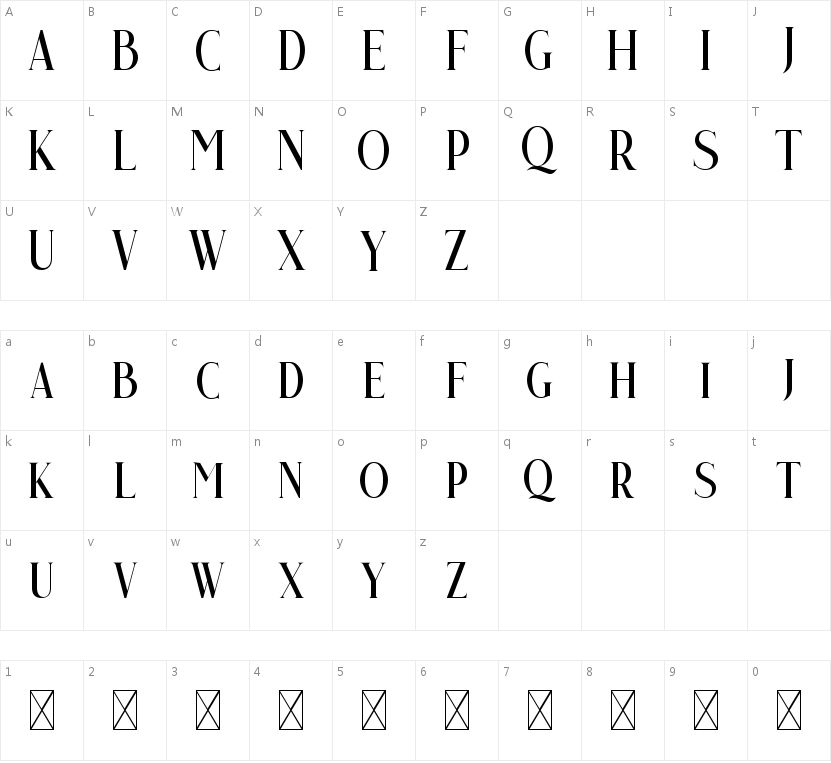 Qualey Elegant Serif的字符映射图