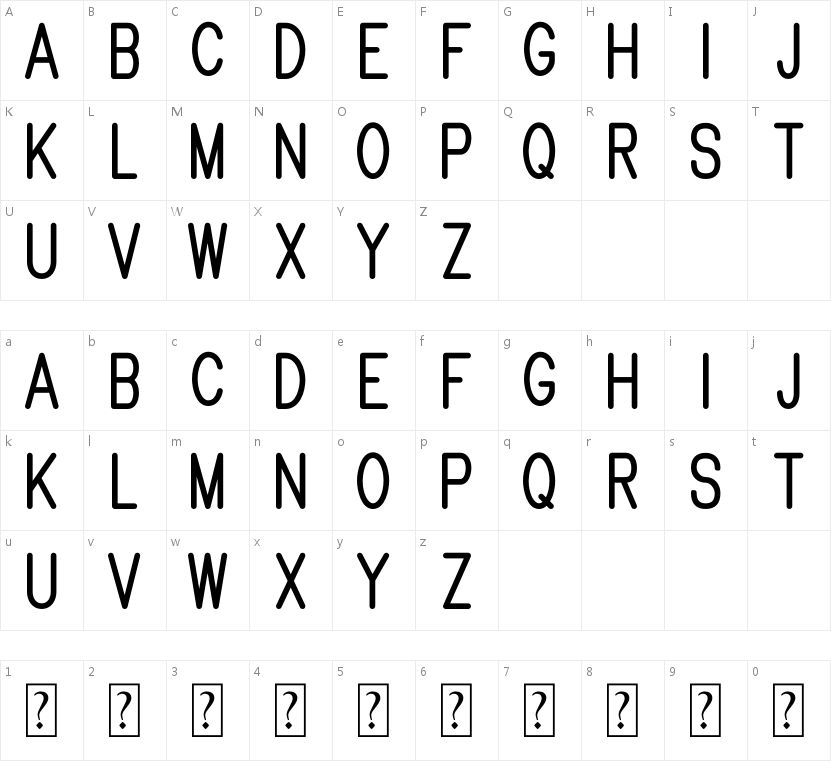 Brandy Mono San Typeface的字符映射图