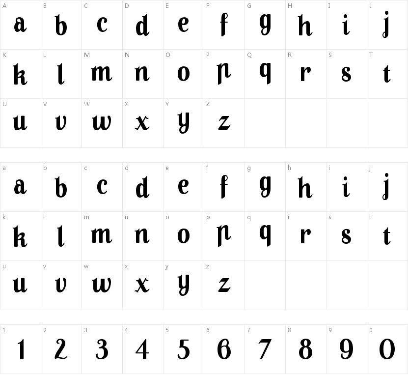 A Pompadour Display Sample的字符映射图